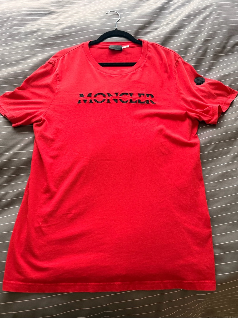 Moncler Red Short-Sleeve Logo Crewneck T-Shirt